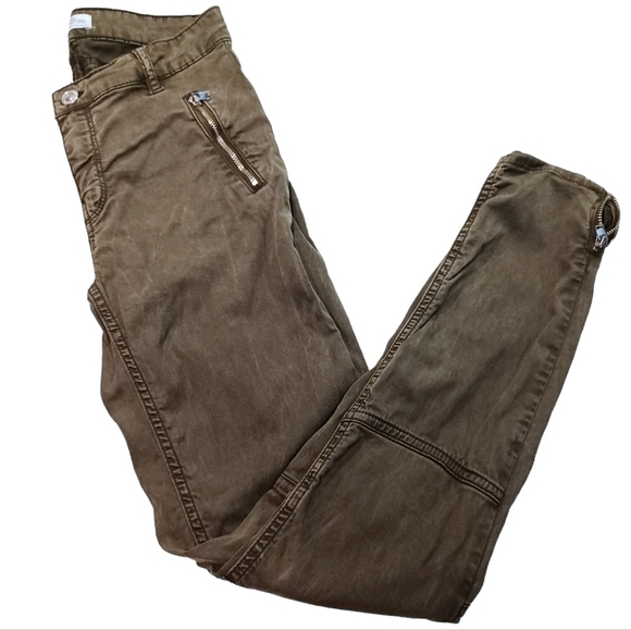 ZARA khaki skinny leg moto cargo pants - Picture 3 of 8